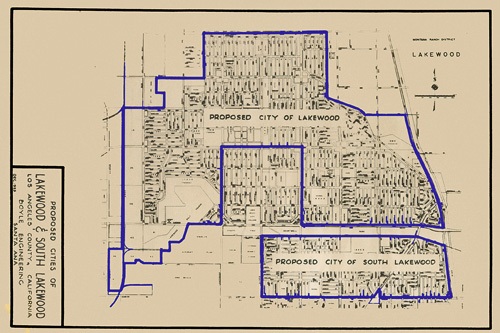 Map of planned cities of Lakewood and South Lakewood 