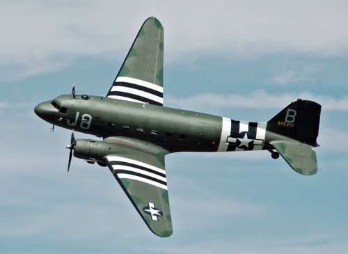 Douglas C-47 military cargo plane of the 1940s