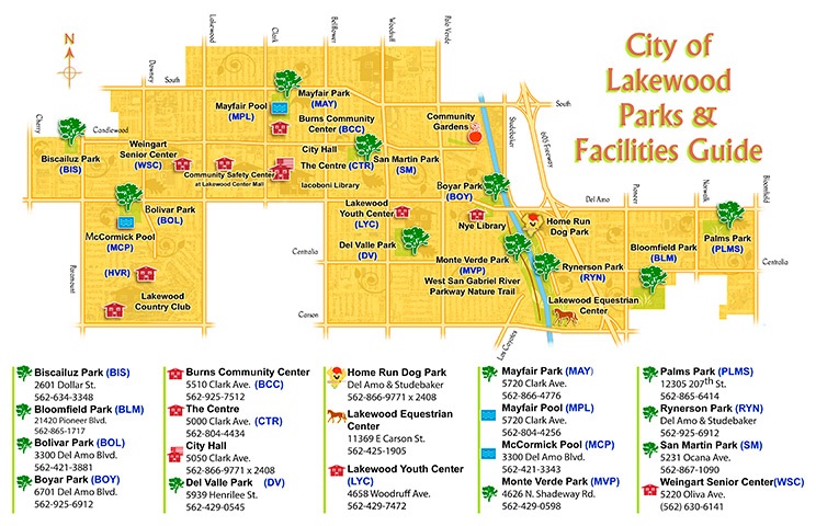 City of Lakewood Parks & Facilities Guide Map