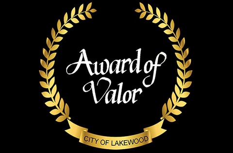 Award of Valor text with gold laurel wreath