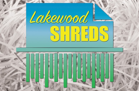 Lakewood Shreds over image of paper shredding