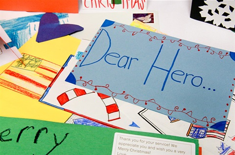 Cards made by children for Thank A Servicemember campaign