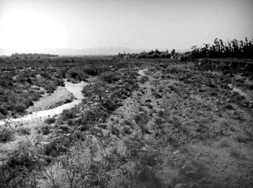 Photograph of the dry bed of the San Gabriel River