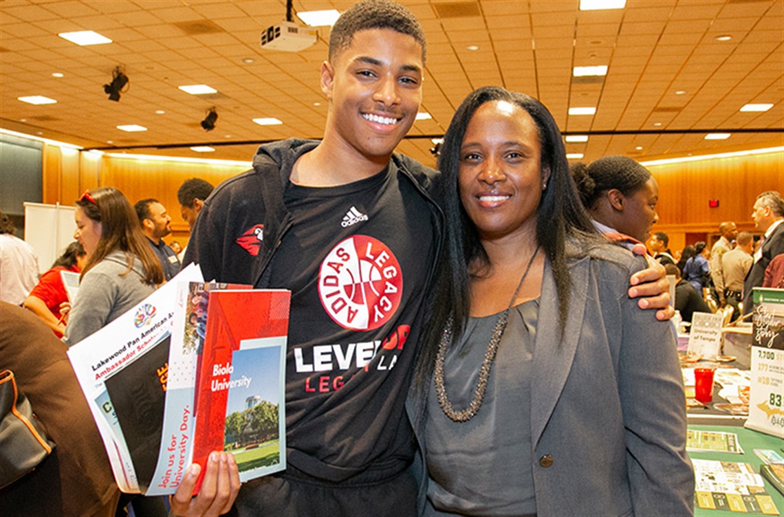Mom and son at College Fair