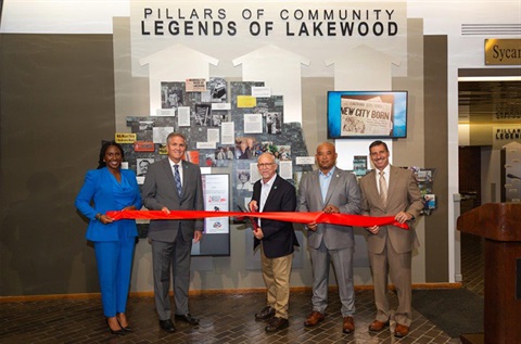 2022 City Council in front of Legends of Lakewood display