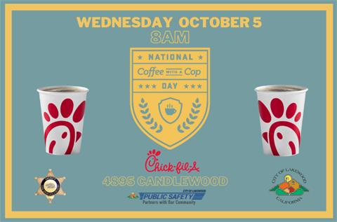 gold seal on blue background with two cups of coffee from chick-fil-a