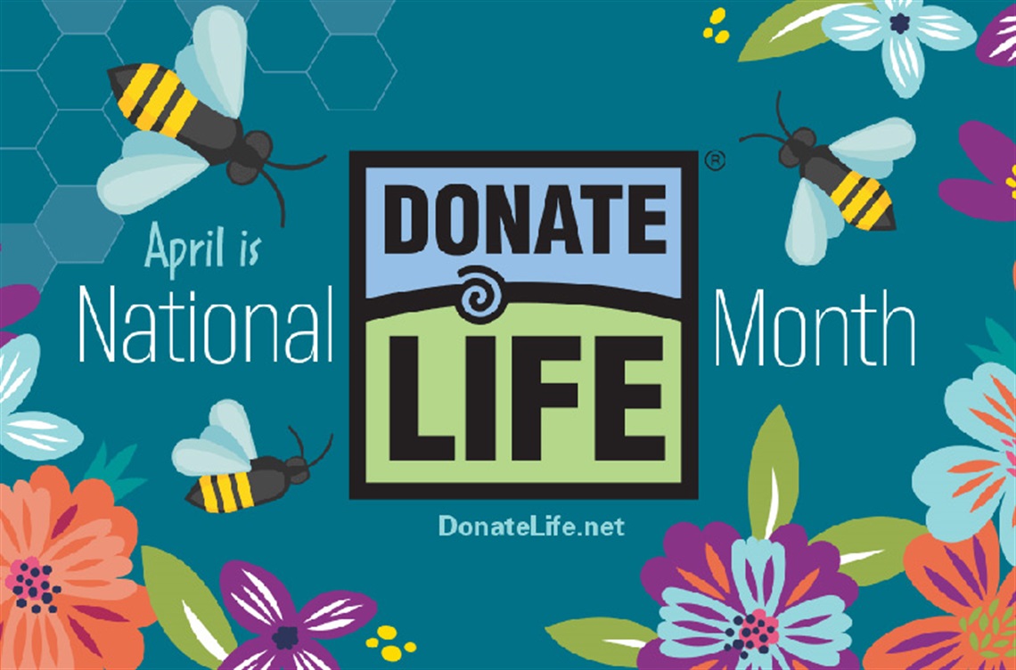 Donate Life graphic of bees and flowers