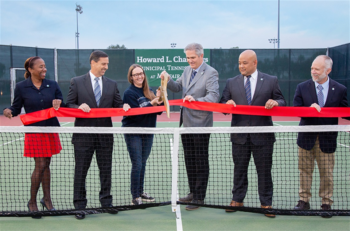 Ribbon cutting of Howard L. Chambers Tennis Courts at Mayfair Park